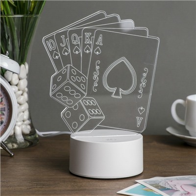 Светильник "Игральные карты" LED белый от сети 9,5х13,5х18,5см