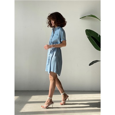 6199 Платье-рубашка из лиоцелла нежно-голубое