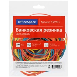 Резинки для денег  100гр, d=60мм натур. каучук цветные OfficeSpace (333903)
