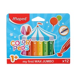 Мелки восковые 12 цветов, Maped Color Peps, maxi, трёхгранные