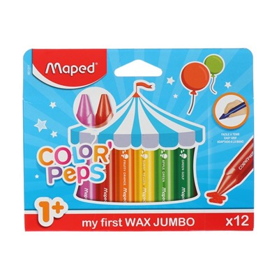 Мелки восковые 12 цветов, Maped Color Peps, maxi, трёхгранные