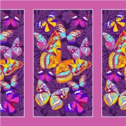 Вафельное полотно набивное 150 см 441/3 Бабочки цвет фиолетовый