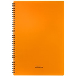Тетрадь 60л. А4 на спирали "Neon. Оранжевая", клетка (Т60А4спкП_35458, "OfficeSpace") пластиковая обложка