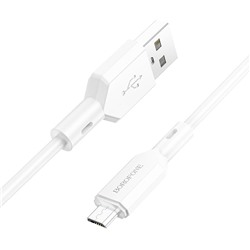 Кабель microUSB - USB, 1 м, "BX70 Shengda", силиконовый, в коробке (6974443384499) "Borofone", белый, 2.4A