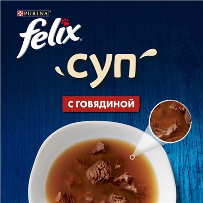 Влажный корм FELIX Суп с говядиной, для кошек, 48 г