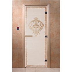 Дверь «Версаче», размер коробки 200 × 80 см, правая, цвет сатин