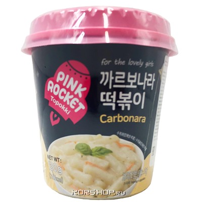 Рисовые клецки в соусе карбонара Pink Rocket, Корея, 120 г