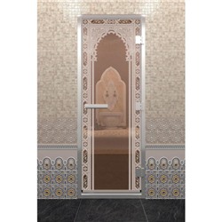 Дверь стеклянная «Хамам Восточная арка», размер коробки 190 × 70 см, правая, бронза