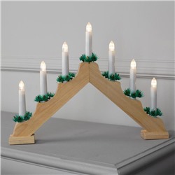 Фигура светодиодная деревянная «Горка рождественская», 7 LED свечей, 220V, свечение тёплое белое
