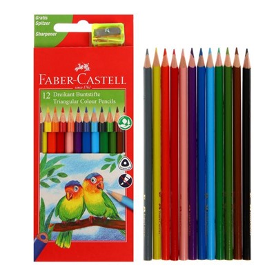 Карандаши 12 цветов Faber-Castell ECO 1205 7/2.8 мм, трёхгранный корпус, с точилкой