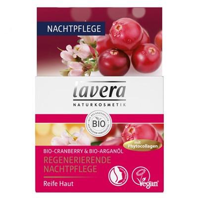 Lavera Bio-Cranberry-Arganol Regenerierende Nachtpflege, Лавера Клюква и Аргановое масло, ночной крем для лица, 50 мл