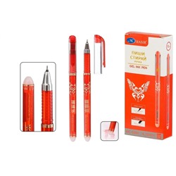 Ручка гелевая стираемая BASIR "Classic" (MC-6991) красная, 0.38мм, тонированный корпус с рисунком