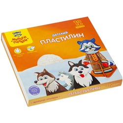 Пластилин 12 цветов "Мульти-пульти", "Енот на Аляске", стек, картонная упаковка, 180 г