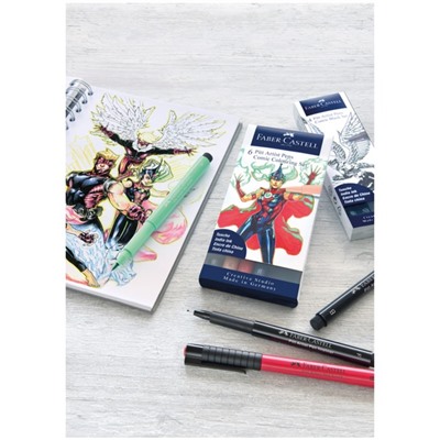 Набор капиллярных ручек Faber-Castell Pitt Artist Pens Comic Colouring Brush 6 штук, в пластиковой упаковке