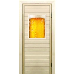 Дверь для бани со стеклом (40*60), "Пенное", 170×70см, коробка из осины