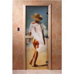 Дверь с фотопечатью, стекло 8 мм, размер коробки 190 × 70 см, правая, цвет А013