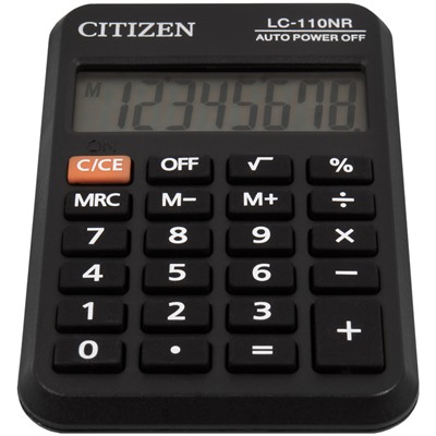 Калькулятор карманный CITIZEN LC-110NR, черный, 8-разрядный, 58*88*11мм