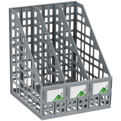 Лоток вертикальный для бумаг СТАММ 3 отделения (ЛТВ-63719/ЛТ80) сборный, серый
