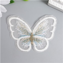 Декор для творчества текстиль вышивка "Бабочка белая" 5 см