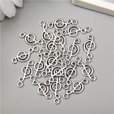 Декор металл для творчества "Скрипичный ключ" серебро 1,8х0,7 см