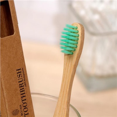 Бамбуковая зубная щётка Biocase, мини, зелёная