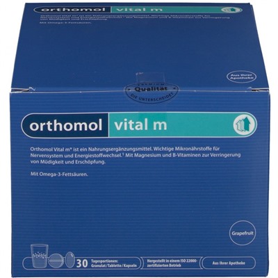 Orthomol Vital m Granulat/Tablette/Kapseln Grapefruit Ортомол При хронической усталости и эмоциональном выгорании у мужчин, гранулы/таблетки/капсулы, 30шт.