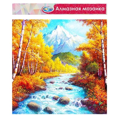 Алмазная мозаика без подрамника, частичное заполнение «Осенний пейзаж» 40 × 50 см + наклейка