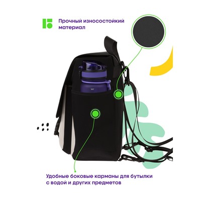 Рюкзак-сумка Berlingo "Square black" (RU09133) 33*29*12см, 1 отделение, 4 кармана, уплотненная спинка