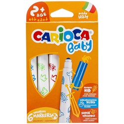 Фломастеры "Carioca Baby"  6цв. в карт.уп. (42813, Италия) утолщенные, смываемые