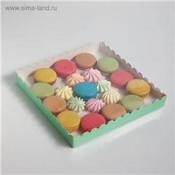 Коробочка для печенья с PVC крышкой, мятная, 25 х 25 х 3 см