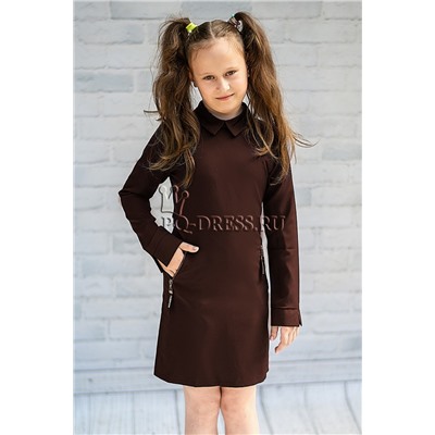 Платье школьное "Офис", цвет коричневый
