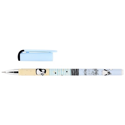 Ручка шар. LOREX "Illegally Cute. Pinguin" (LXOPSS-IC5, 189572) на масляной основе, синяя 0.5мм, прорезин. корпус, игольчатый стержень