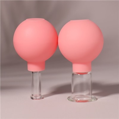 Набор вакуумных банок для массажа, стеклянные, d 1,5/3,5 см, 2 шт, цвет розовый