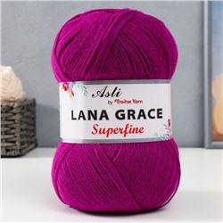 Пряжа "Lana Grace Superfine" 25% шерсть мериноса, 75% акрил 610м/100гр (1643, яркая сирень)