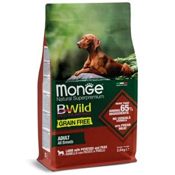 Беззерновой корм Monge Dog BWild GRAIN FREE для собак, ягненок/картофель, 2,5 кг