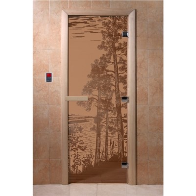 Дверь для бани стеклянная «Рассвет»,размер коробки 190 × 70 см, левая, цвет матовая бронза