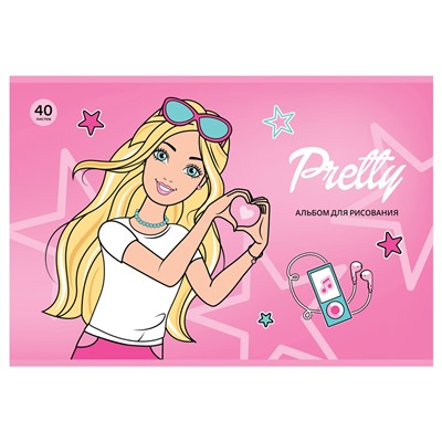 Альбом для рисования BG А4 40л. на скрепке "Pretty Girls" (АР4гр40 10938) обложка картон