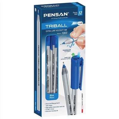 Ручка шар. Pensan "Triball" (1003) синяя, 1мм, трехграннный корпус, на масляной основе