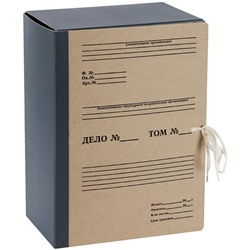 Короб архивный с завязками, переплетный картон, бумвинил,  15см, на 1400л., (312555, "OfficeSpace")