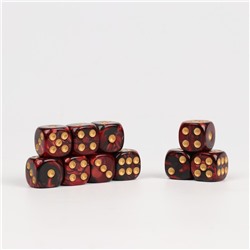 Набор кубиков игральных "Время игры", 10 шт, 1.6 х 1.6 см, красный мрамор
