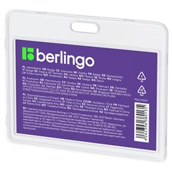 Бейдж Berlingo "ID 100" 85*55 мм горизонтальный, без держателя, прозрачный (PDk_01003) подходит для крепления на клипсу/карабин/рулетку