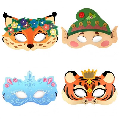 Набор для творчества "Карнавальные маски своими руками. Новый год" (59127) 4 маски с объемными деталями  Геодом