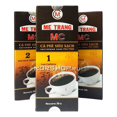 Натуральный жареный молотый кофе MC1 Me Trang с низким содержанием кофеина, Вьетнам, 250 г