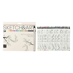 Карандаши 24 цвета SKETCH&ART, утолщённые