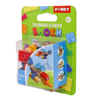 Конструктор детский Funky Toys «Истребитель», с крупными блоками, 29 деталей