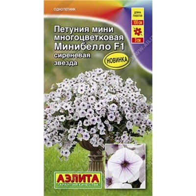 Петуния Минибелло сиреневая звезда F1 (Код: 86072)