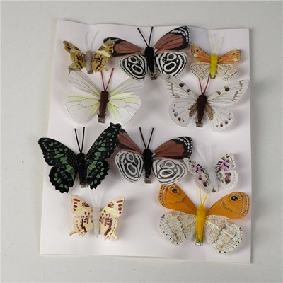 Бабочка для декора и флористики, на прищепке, МИКС, пластиковая, 1шт., 10 х 10 см