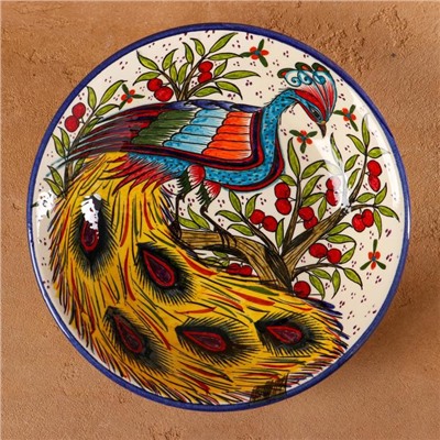 Тарелка Риштанская Керамика "Жар птица", микс, глубокая, 20 см