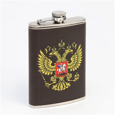 Подарочный набор "Россия" 6 в 1: фляжка 270 мл, воронка, 4 рюмки, чёрный, 17х23 см