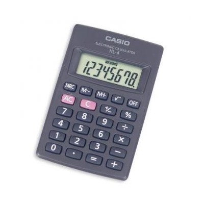 Калькулятор 8 разрядов HL-4A  9х56х87 мм (22310) черный CASIO {Филиппины}